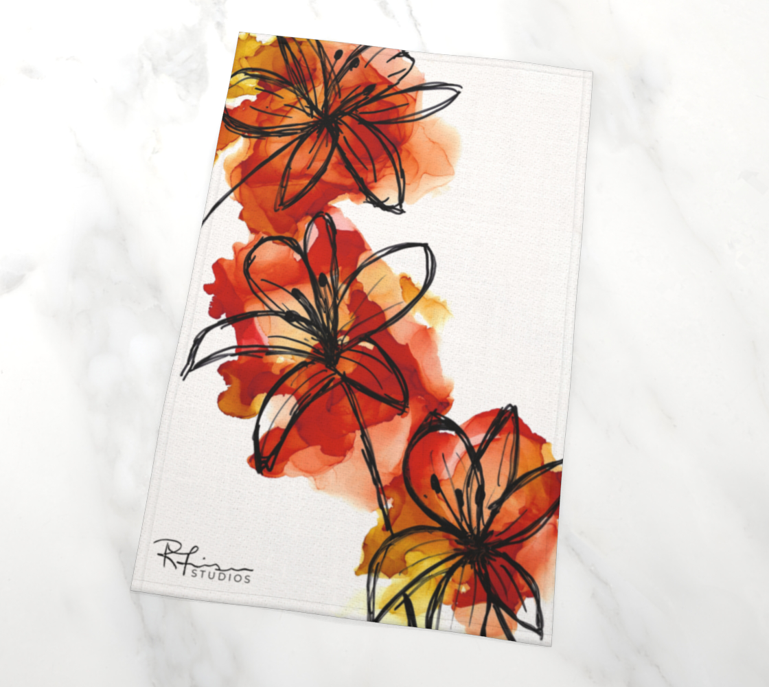 Dish Towel/Tea Towel/Kitchen Towel - Abstract Prairie Lily - MADE TO ORDER