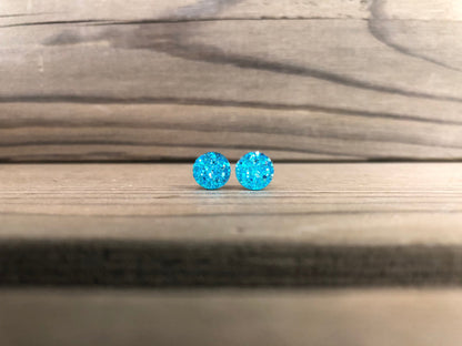 Aruba Sparkle Stud Earrings - 8mm on Surgical Grade Stainless Steel