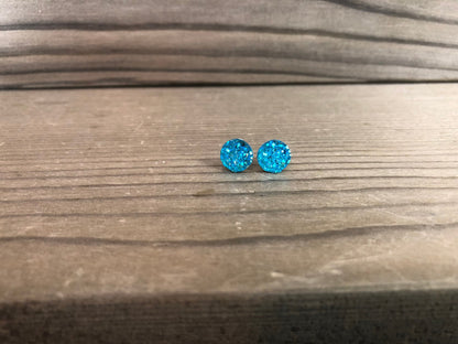 Aruba Sparkle Stud Earrings - 8mm on Surgical Grade Stainless Steel