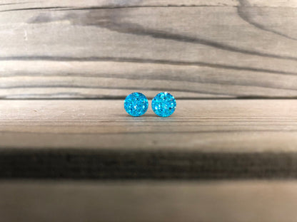Aruba Sparkle Stud Earrings - 8mm on Surgical Grade Stainless Steel