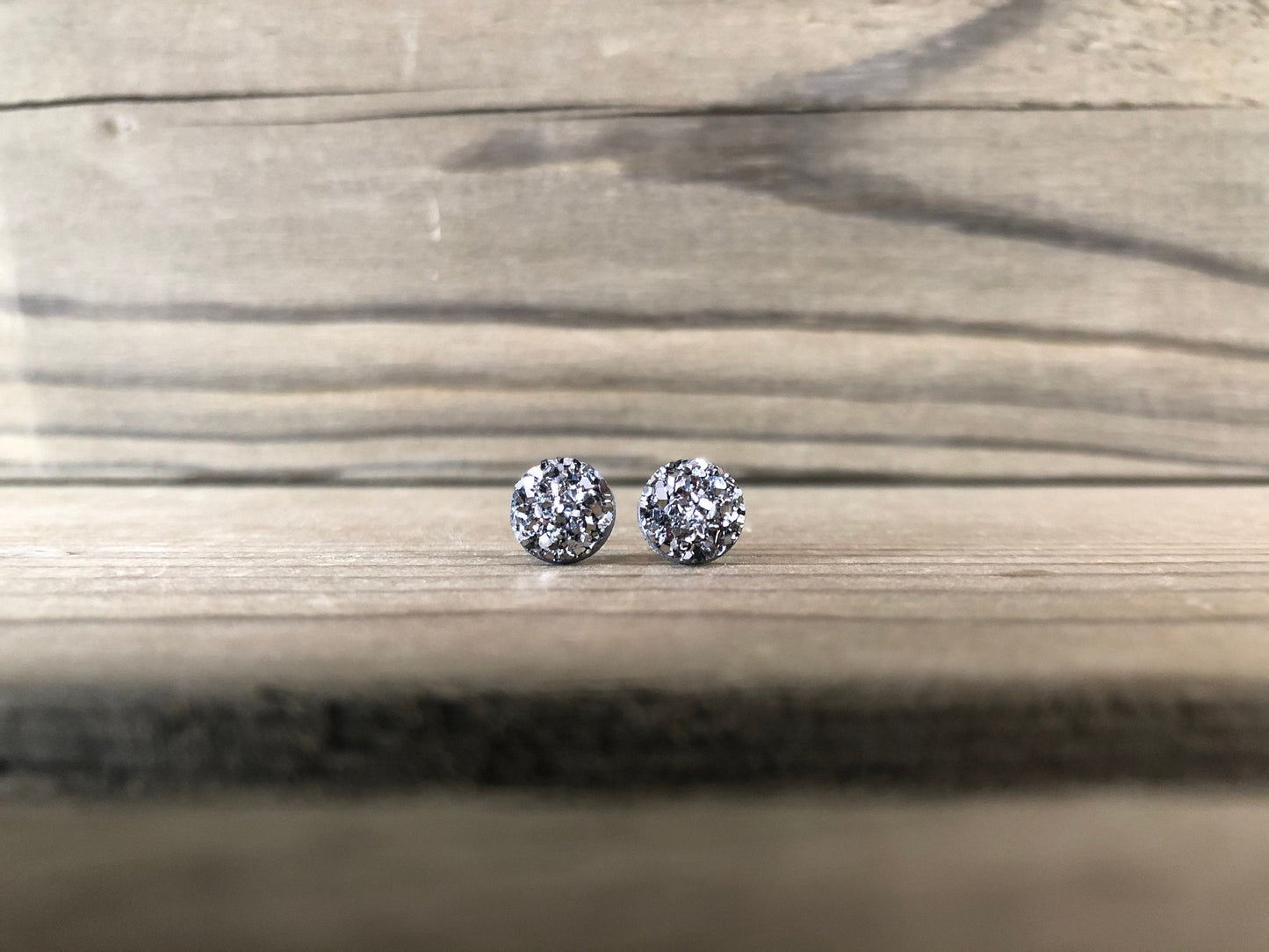 Gunmetal Sparkle Stud Earrings - 8mm on Surgical Grade Stainless Steel