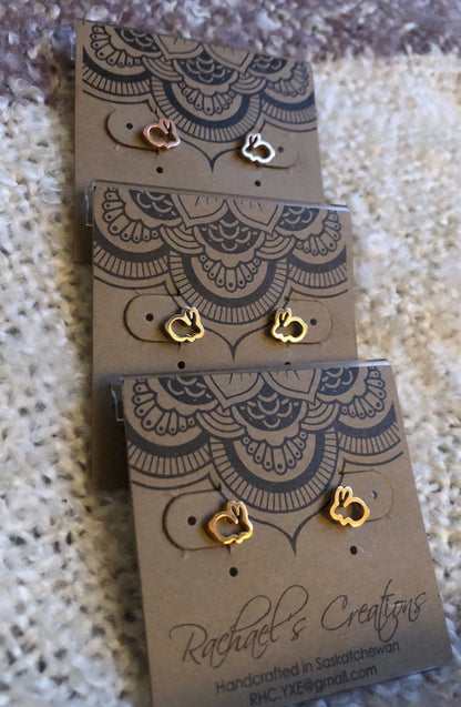 Bunny Stud Earrings - hypoallergenic earrings
