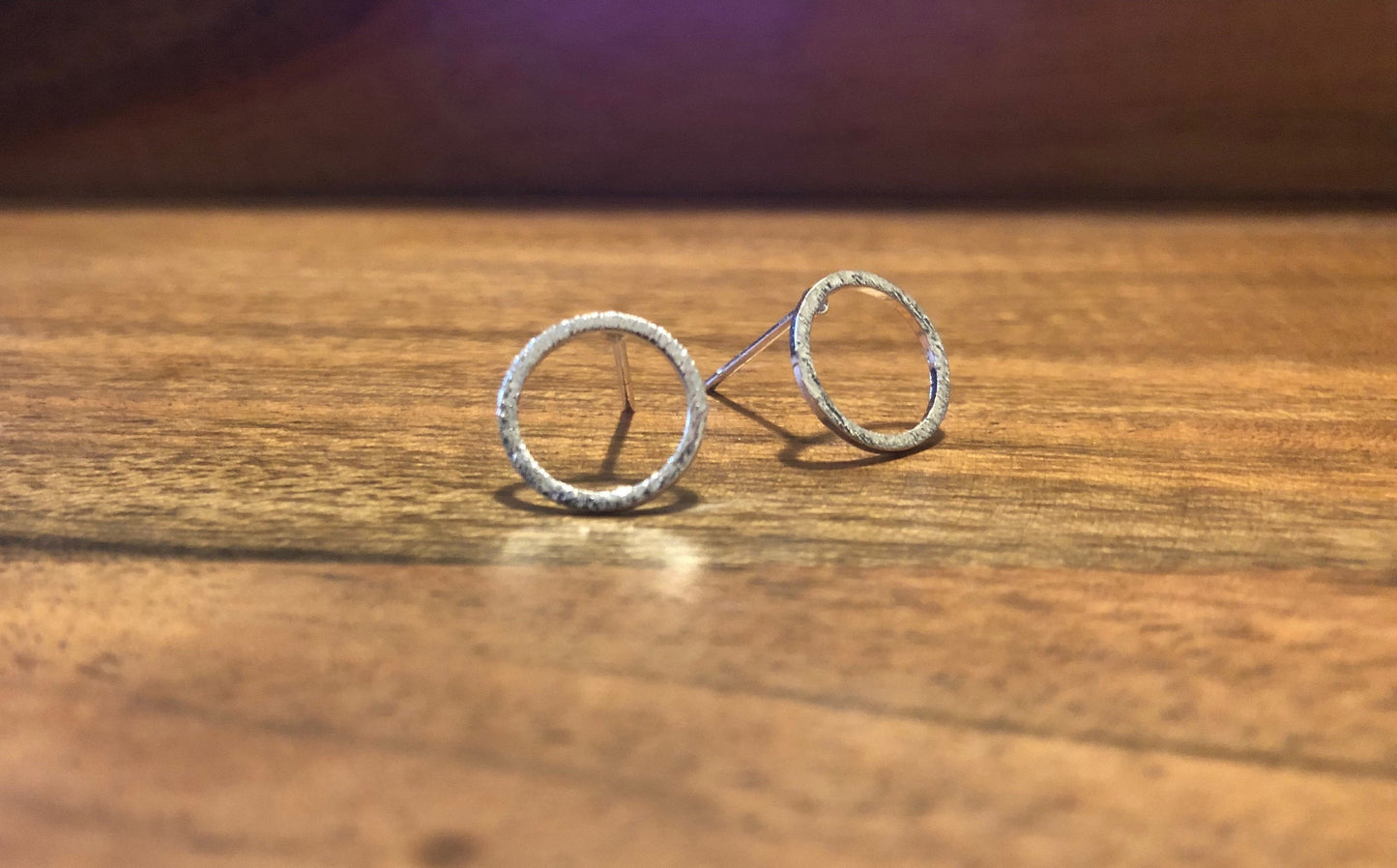 Circle Stud Earrings - Silver Finish