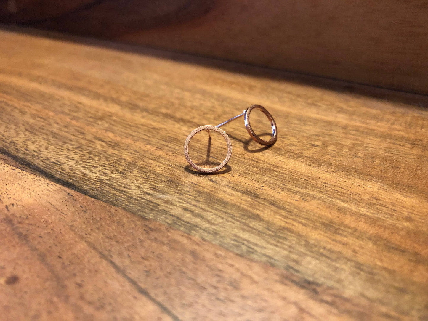 Circle Stud Earrings - Rose Gold Finish