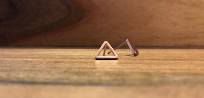 Triangle Stud Earrings - Rose Gold Finish
