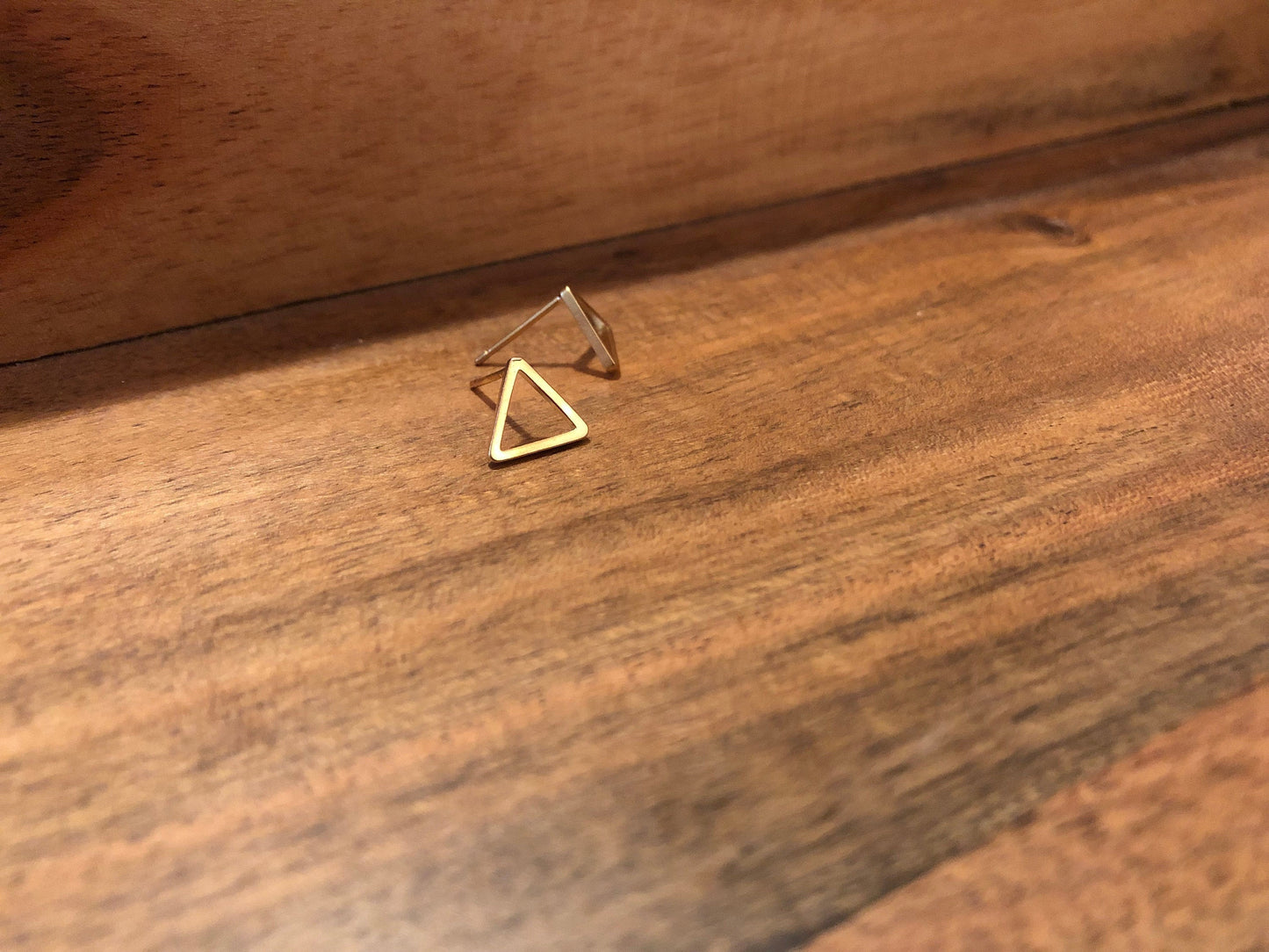 Triangle Stud Earrings - Gold Finish