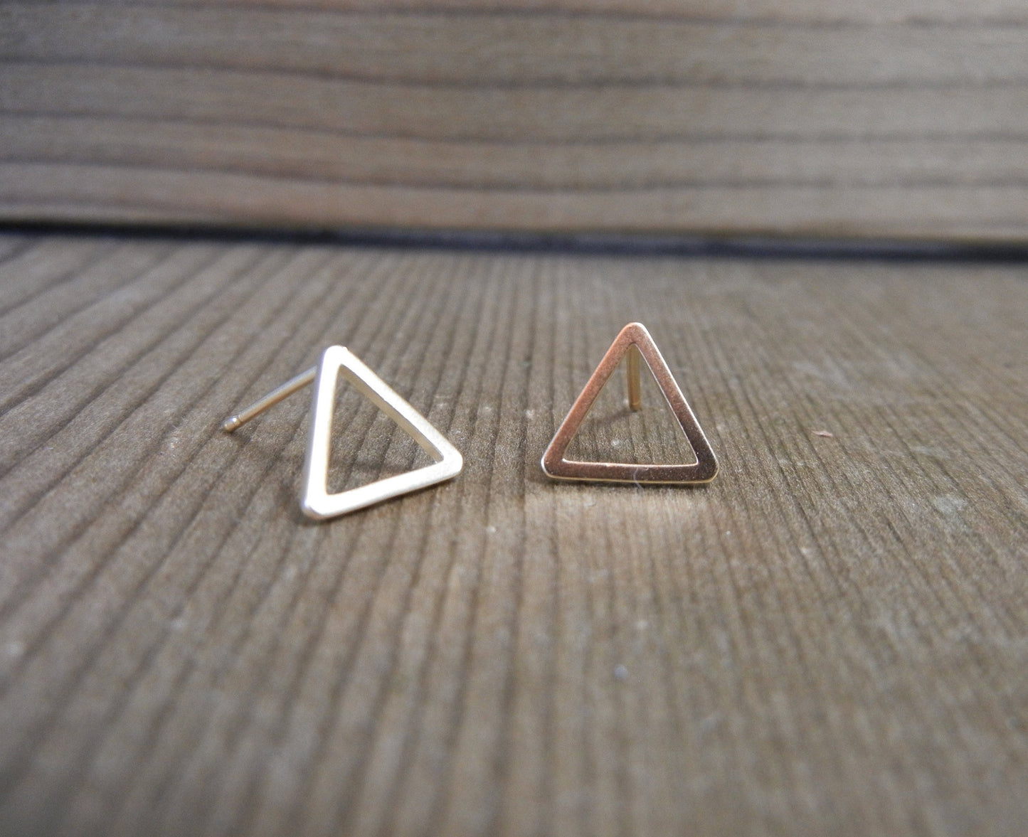 Triangle Stud Earrings - Gold Finish