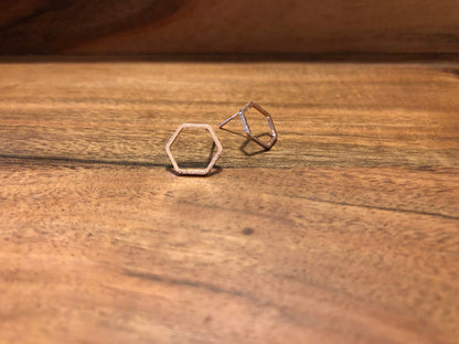Hexagon Stud Earrings - Rose Gold Finish