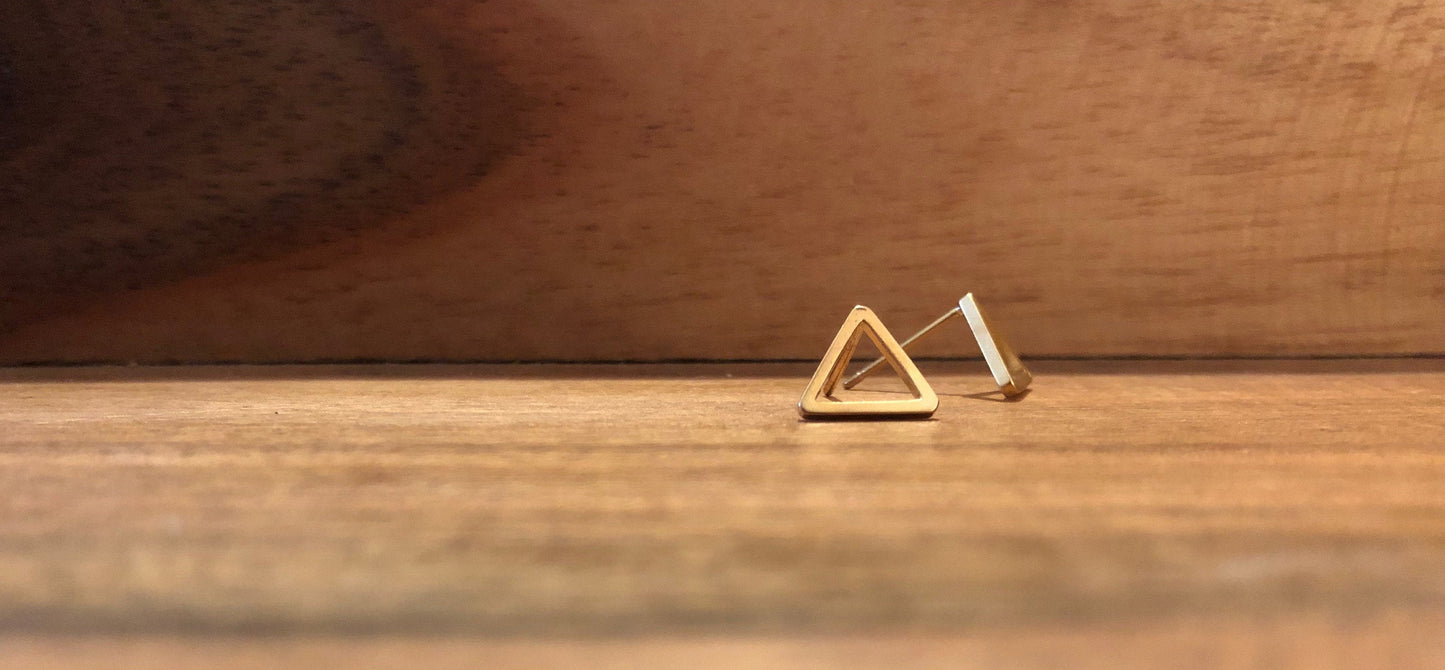 Triangle Stud Earrings - Gold Finish