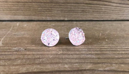 Blush Druzy Stud Earrings - 8mm on Surgical Grade Stainless Steel