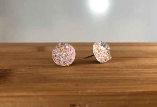Blush Druzy Stud Earrings - 8mm on Surgical Grade Stainless Steel