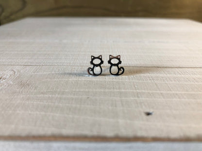 Cat Stud Earrings - hypoallergenic surgical grade stainless steel