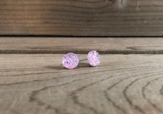Blush Druzy Stud Earrings - 8mm on Surgical Grade Stainless Steel