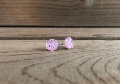 Blush Druzy Stud Earrings - 8mm on Surgical Grade Stainless Steel
