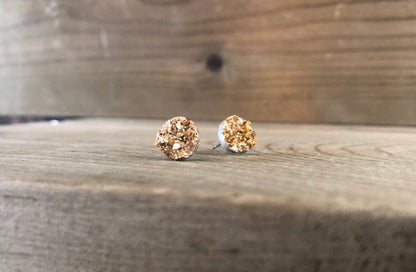 Gold Druzy Stud Earrings - 8mm on Surgical Grade Stainless Steel