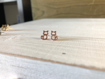 Cat Stud Earrings - hypoallergenic surgical grade stainless steel