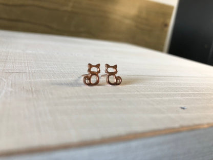 Cat Stud Earrings - hypoallergenic surgical grade stainless steel
