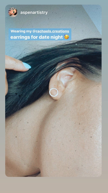 Circle Stud Earrings - Silver Finish