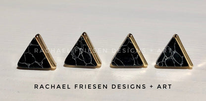 Black Marble + Gold Triangle Studs