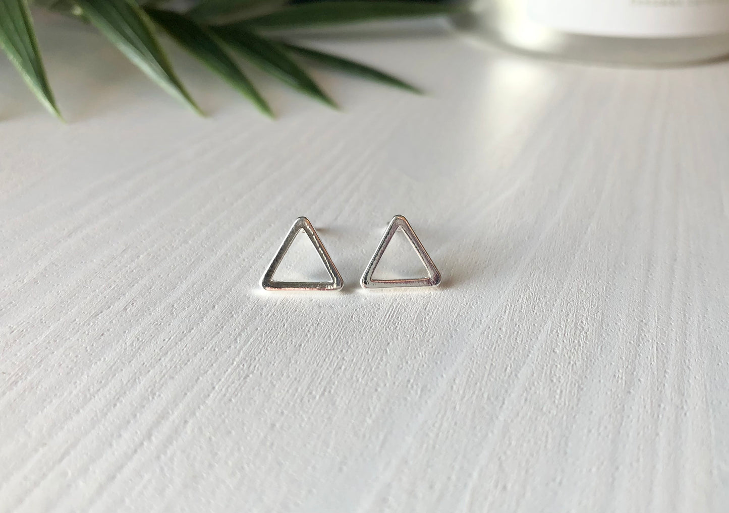 Triangle Stud Earrings - Silver Finish