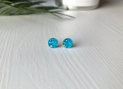 Aruba Sparkle Stud Earrings - 8mm on Surgical Grade Stainless Steel