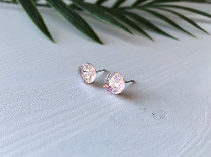 Blush Druzy Stud Earrings - 8mm on Surgical Grade Stainless Steel