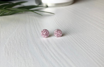 Wisteria Sparkle Stud Earrings - 8mm on Surgical Grade Stainless Steel