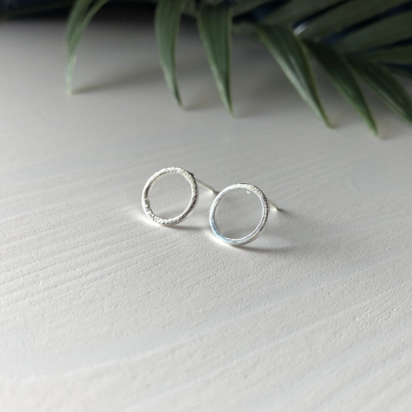 Circle Stud Earrings - Silver Finish