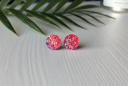 Wisteria Sparkle Stud Earrings - 8mm on Surgical Grade Stainless Steel