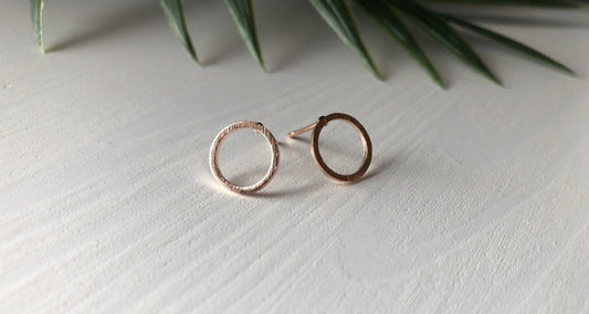 Circle Stud Earrings - Rose Gold Finish