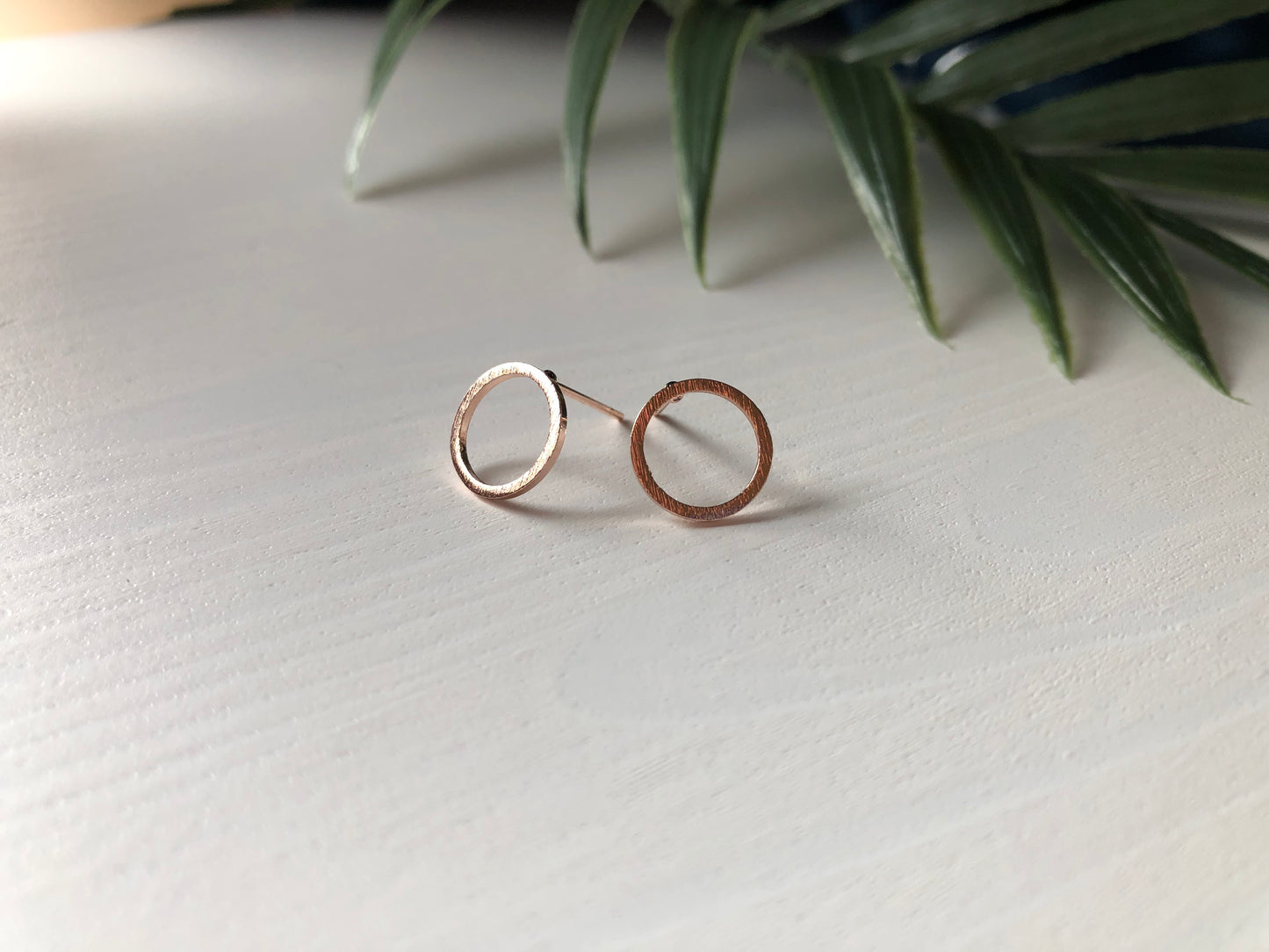 Circle Stud Earrings - Rose Gold Finish