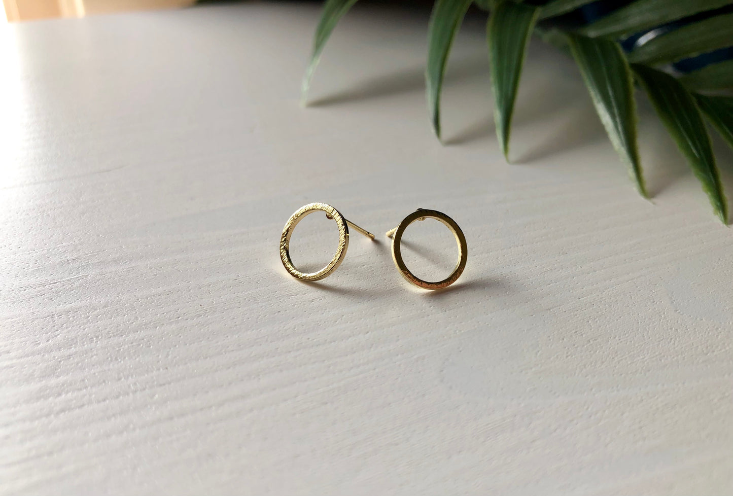 Circle Stud Earrings - Gold Finish