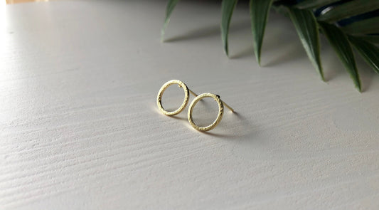 Circle Stud Earrings - Gold Finish