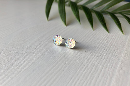 Crystal Sparkle Stud Earrings - 8mm on Surgical Grade Stainless Steel