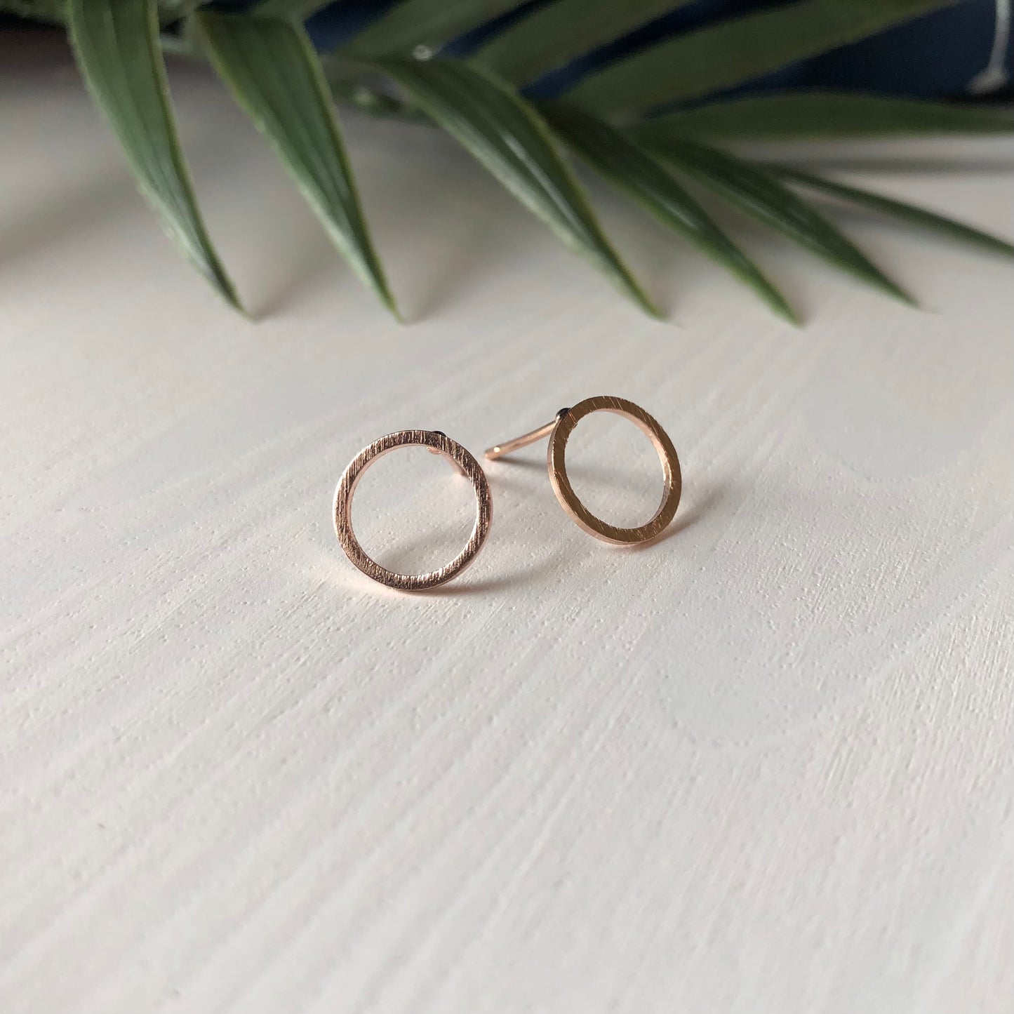 Circle Stud Earrings - Rose Gold Finish