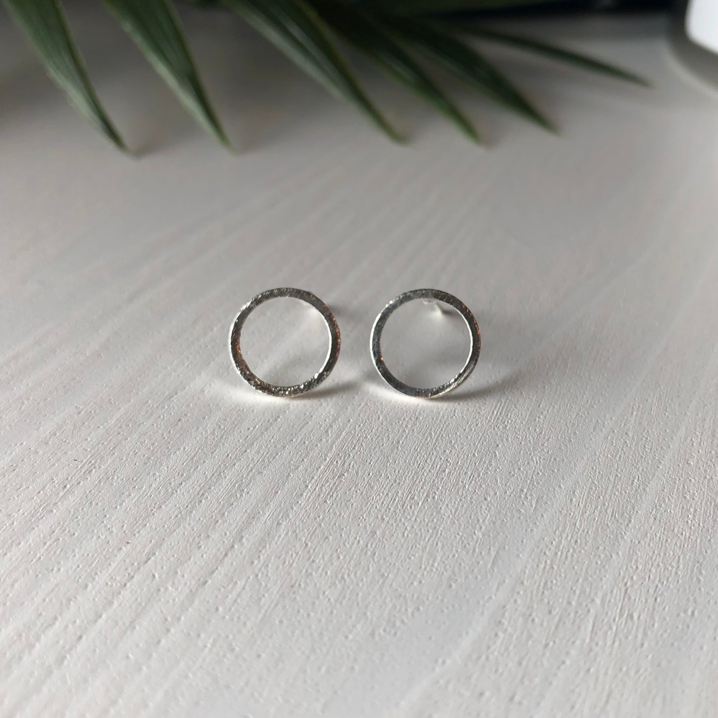 Circle Stud Earrings - Silver Finish