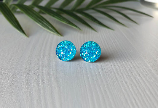 Aruba Sparkle Stud Earrings - 12mm on Stainless Steel Posts.